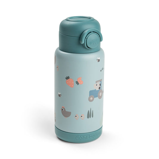 Botella térmica con pajita Tiny farm Azul 340 ml
