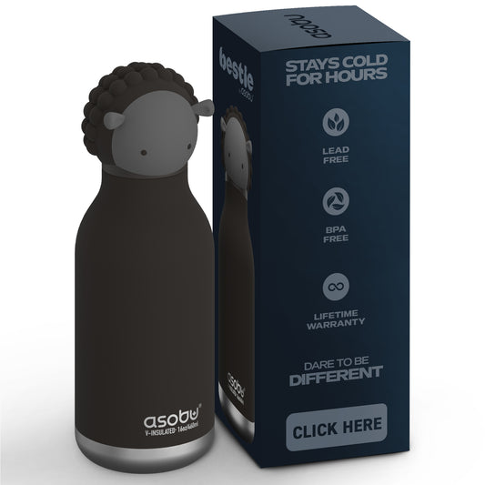 Botella térmica de acero inoxidable Asobu Besties oveja negra 475 ml