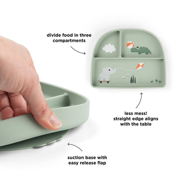 Plato con compartimento Stick&Stay Playground Verde