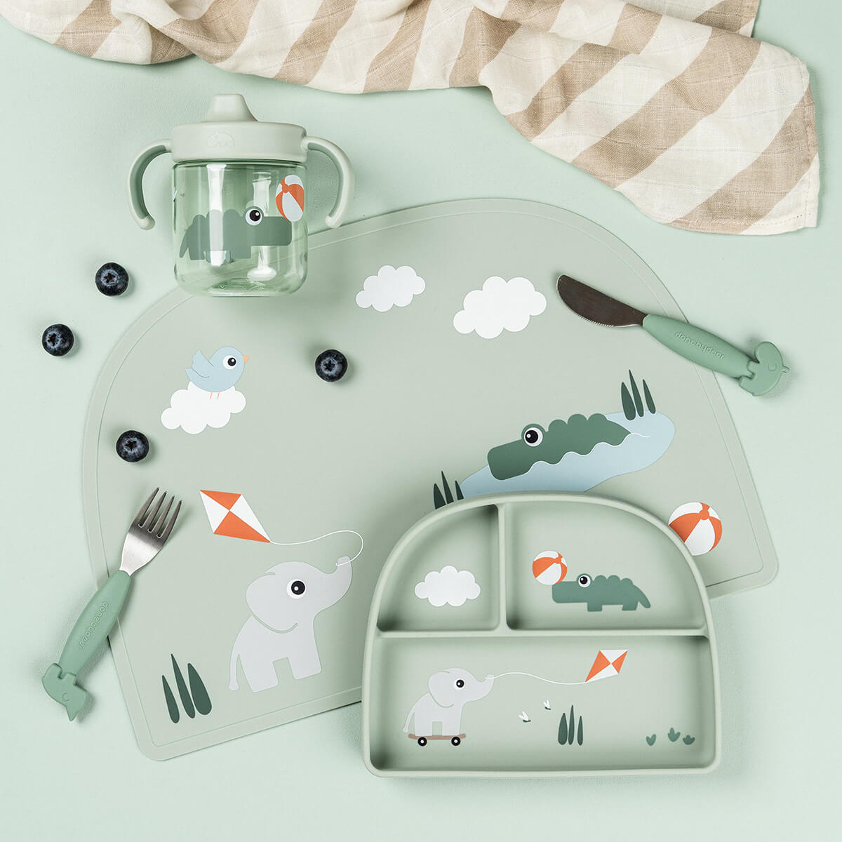 Plato con compartimento Stick&Stay Playground Verde