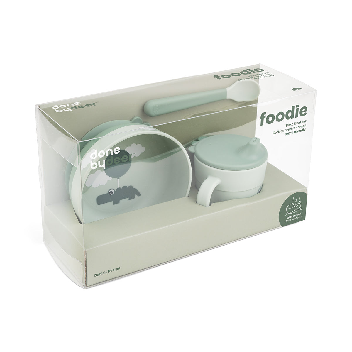 Foodie vajilla First meal con ventosa Happy clouds Verde