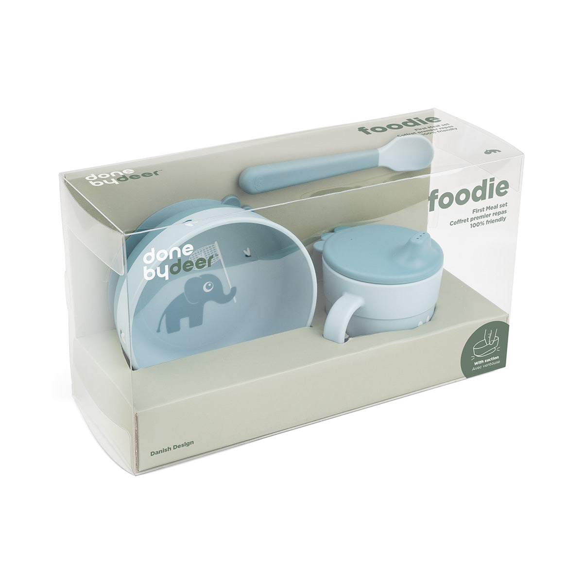Foodie vajilla First meal con ventosa Elphee Azul