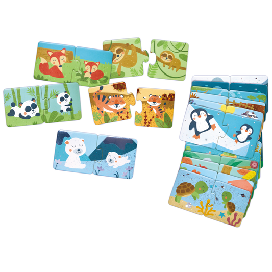 Puzzle de pares de familia de animales Hape