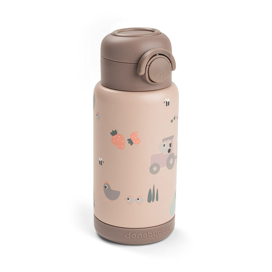 Botella térmica con pajita Tiny farm Rosa 340 ml