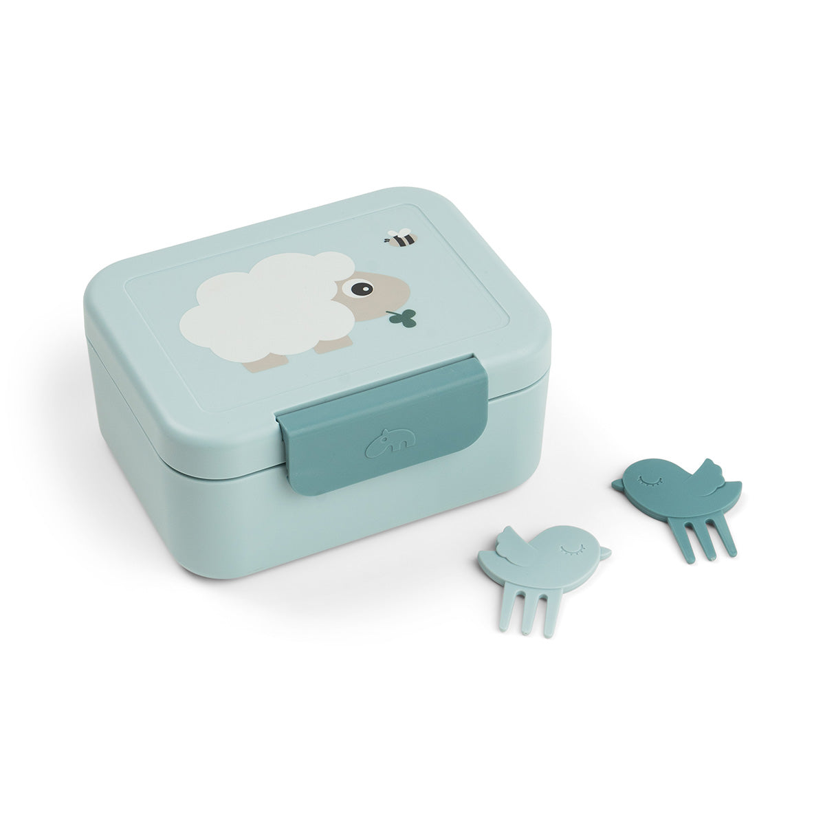 Fiambrera pequeña con palillos para boca Tiny farm Azul