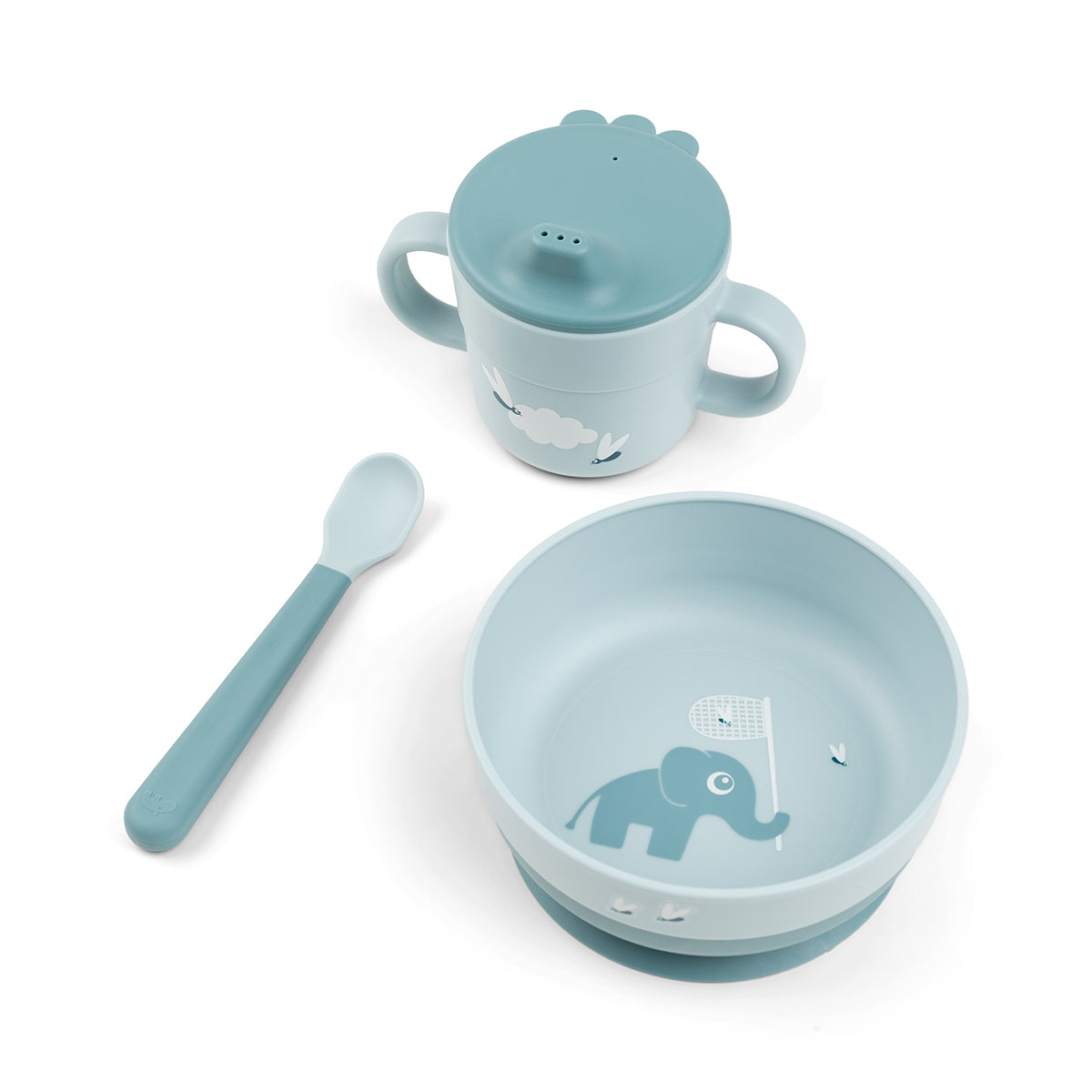 Foodie vajilla First meal con ventosa Elphee Azul