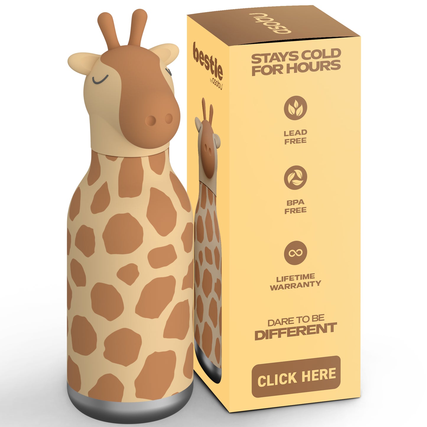 Botella térmica de acero inoxidable Asobu Besties jirafa 475 ml