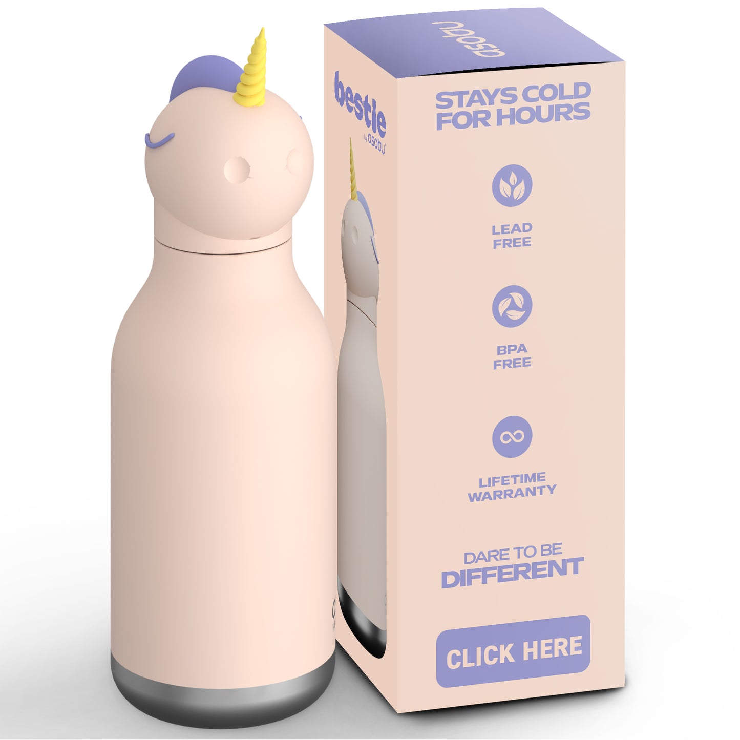 Botella térmica de acero inoxidable Asobu Besties unicornio 475 ml