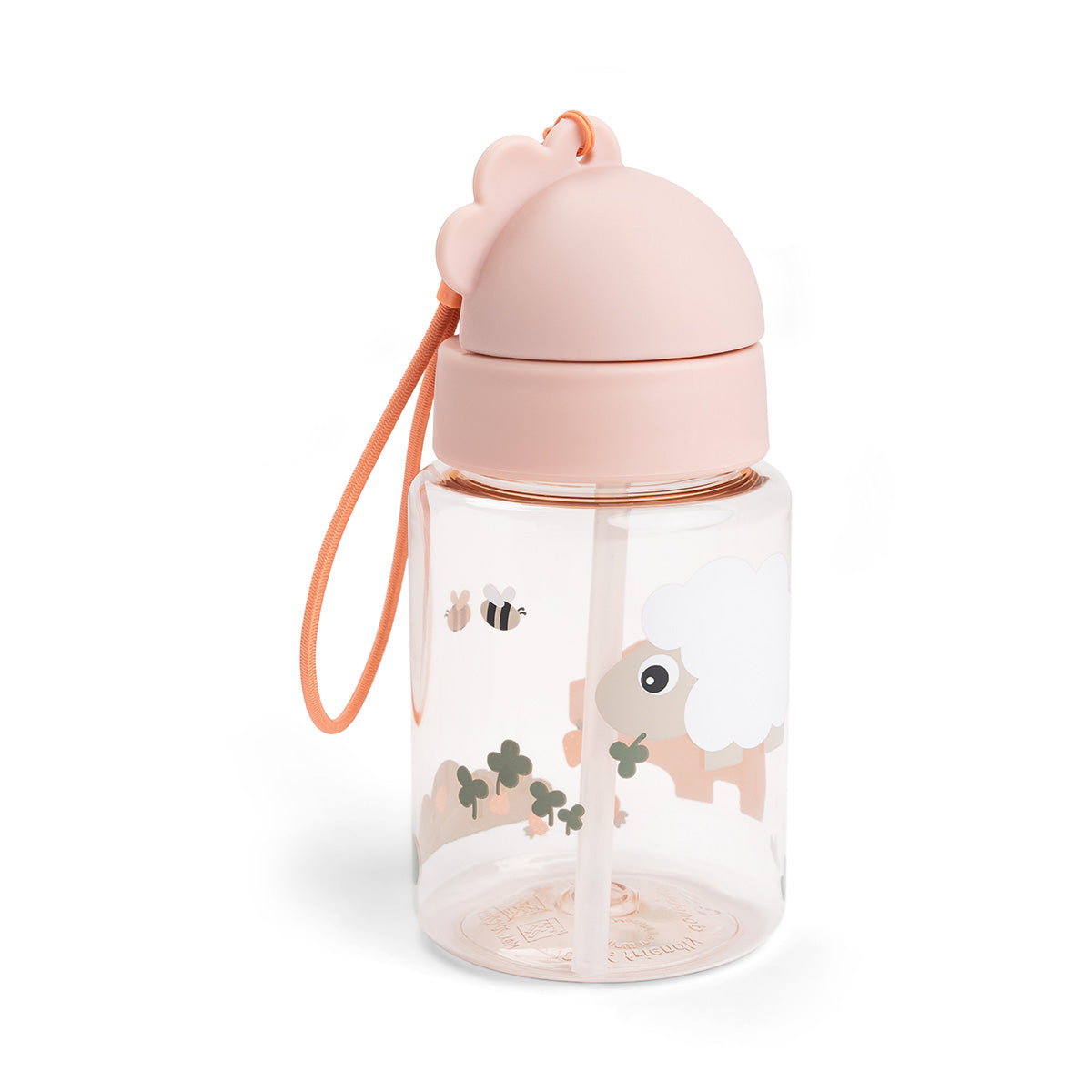 Botella con Pajita Tiny farm Rosa 280 ml