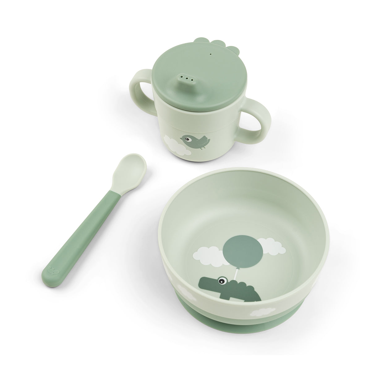 Foodie vajilla First meal con ventosa Happy clouds Verde