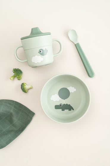 Foodie vajilla First meal con ventosa Happy clouds Verde