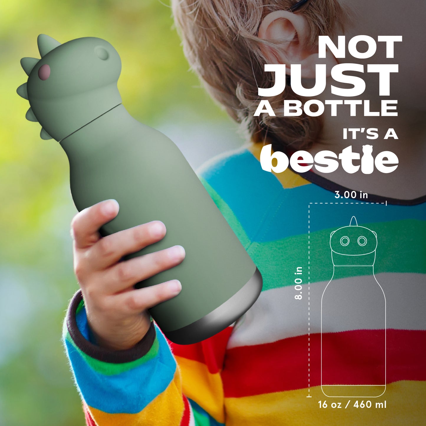 Botella térmica de acero inoxidable Asobu Besties dinosaurio 475 ml