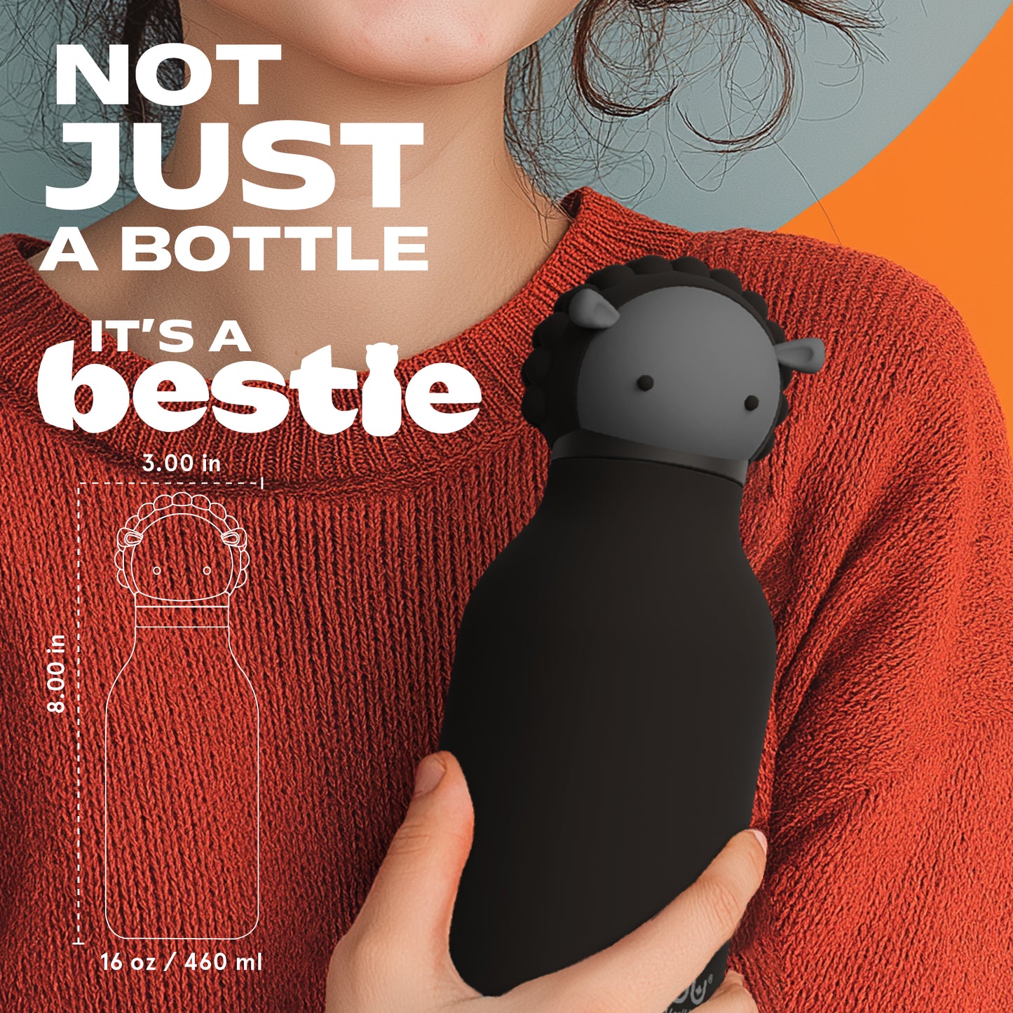 Botella térmica de acero inoxidable Asobu Besties oveja negra 475 ml