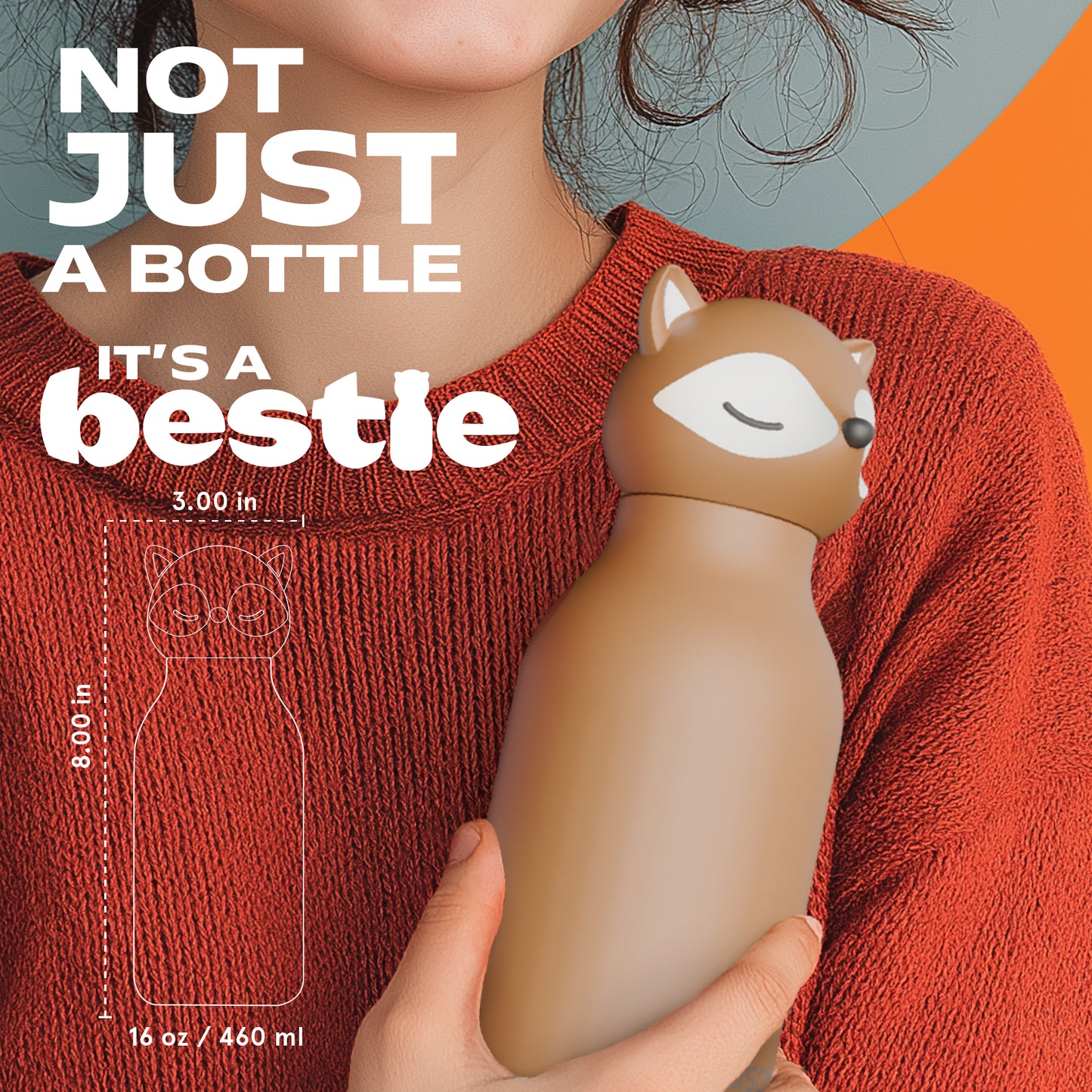 Botella térmica de acero inoxidable Asobu Besties Zorro 475 ml