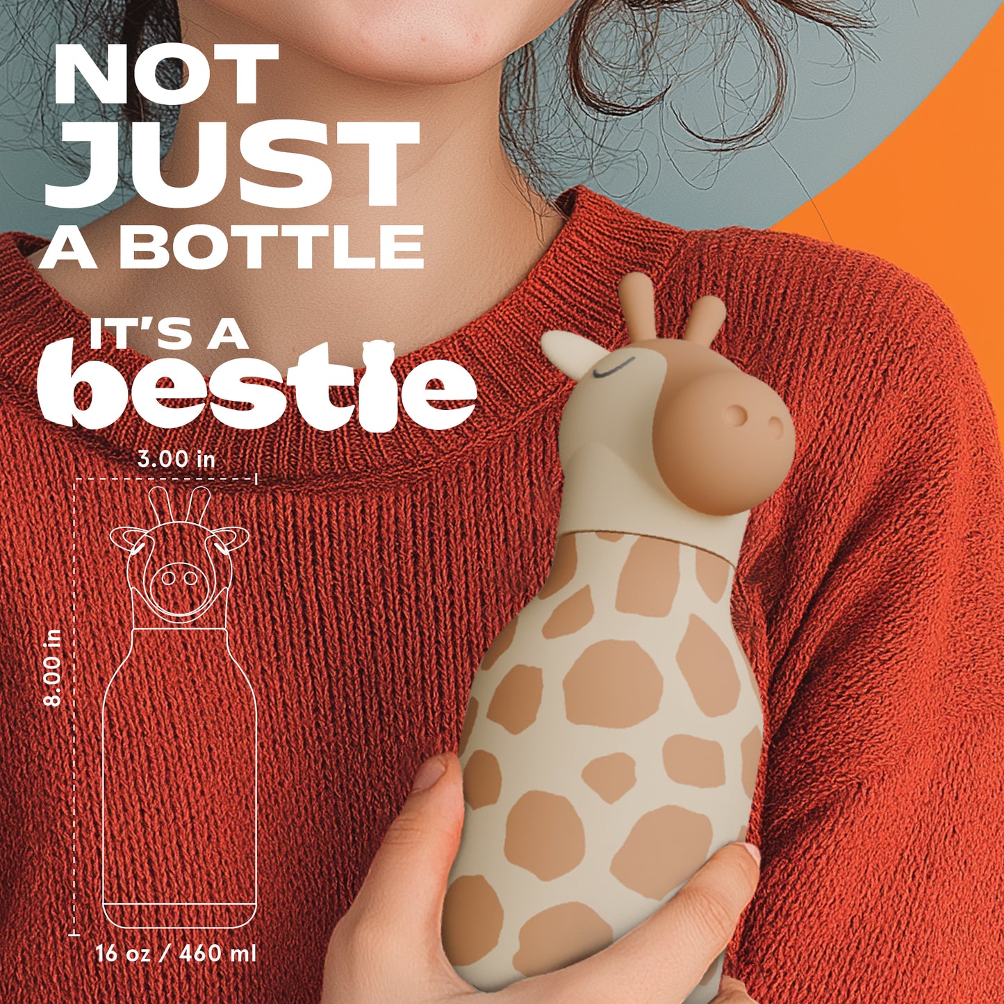 Botella térmica de acero inoxidable Asobu Besties jirafa 475 ml