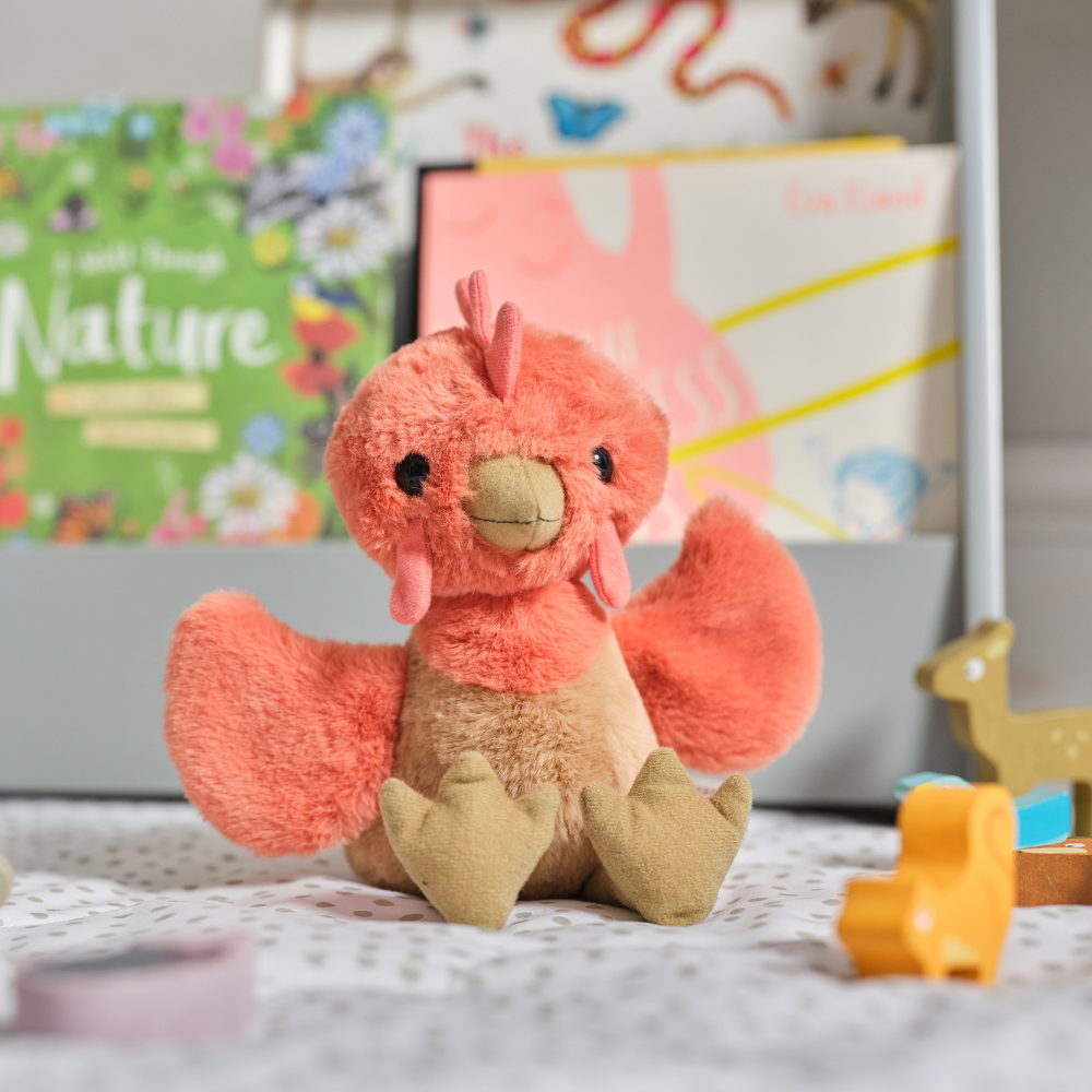 Gallina de peluche Clucky naranja tamaño M Charlie Bears