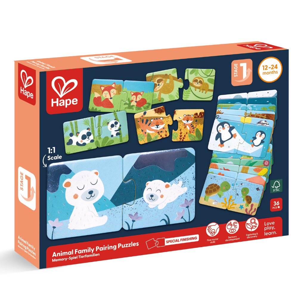 Puzzle de pares de familia de animales Hape