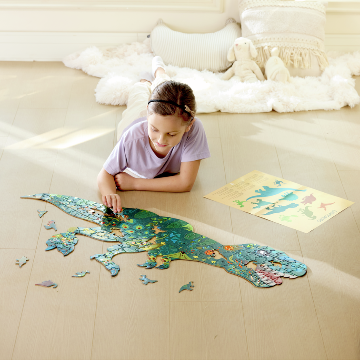 Puzzle de Suelo Brillante de Dinosaurios - 200 pzs
