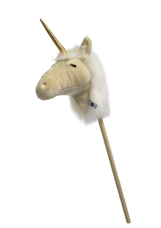 Peluche unicornio beige con palo Wild & Soft